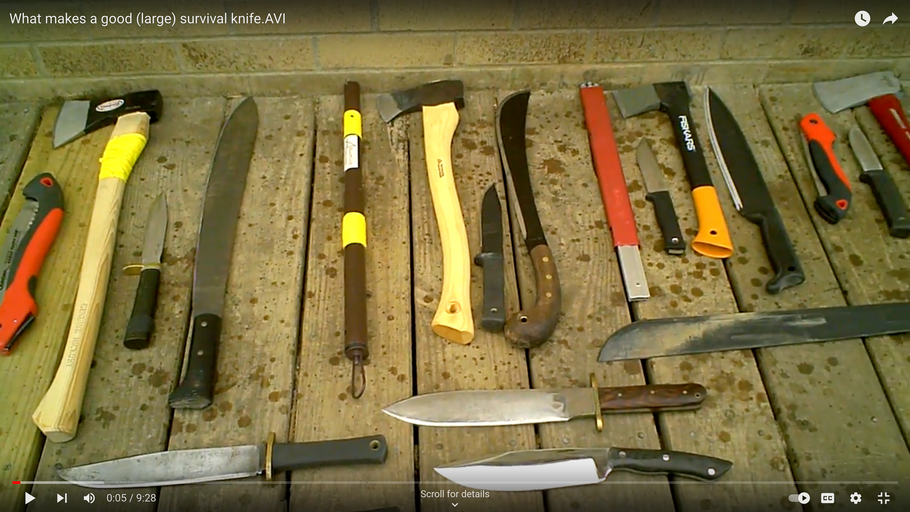 How to choose a large knife for survival or general camping use.