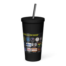 Load image into Gallery viewer, PTI Fellowship Flag &amp; Weapons Chart: Insulated tumbler with a straw