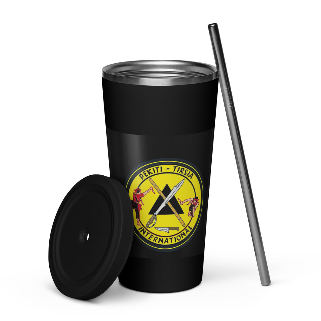 PTI Logo & Fellowship Flag: Insulated tumbler with a straw. 20 oz. (600 ml). 5 Colors.