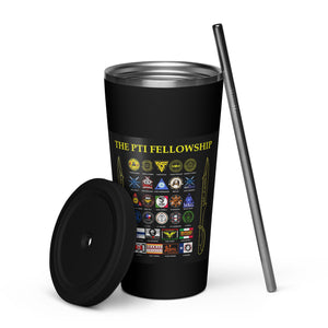 PTI Logo & Fellowship Flag: Insulated tumbler with a straw. 20 oz. (600 ml). 5 Colors.