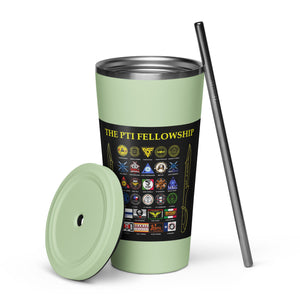 PTI Logo & Fellowship Flag: Insulated tumbler with a straw. 20 oz. (600 ml). 5 Colors.