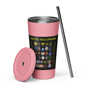 PTI Logo & Fellowship Flag: Insulated tumbler with a straw. 20 oz. (600 ml). 5 Colors.