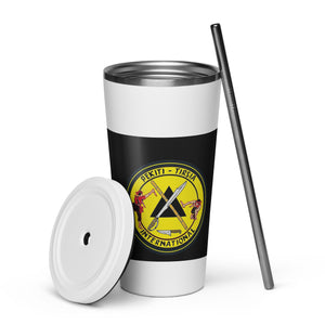 PTI Logo & Fellowship Flag: Insulated tumbler with a straw. 20 oz. (600 ml). 5 Colors.