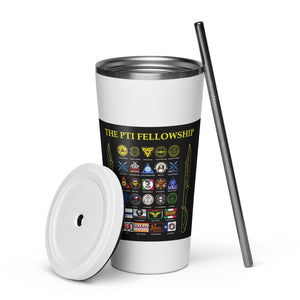 PTI Logo & Fellowship Flag: Insulated tumbler with a straw. 20 oz. (600 ml). 5 Colors.