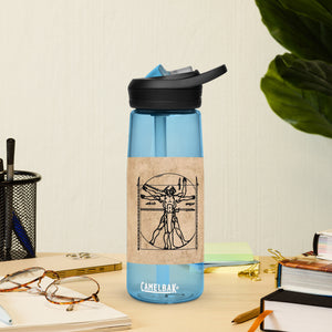 PTI WEAPONS MAN & WEAPONS CHART: Sports water bottle.  25 oz (739 ml). 6 bottle colors, plus clear.