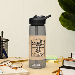 PTI WEAPONS MAN & WEAPONS CHART: Sports water bottle.  25 oz (739 ml). 6 bottle colors, plus clear.