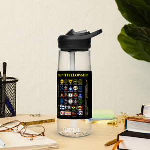 PTI Fellowship Flag & Logo: Sports water bottle.  25 oz (739 ml). 6 bottle colors, plus clear.