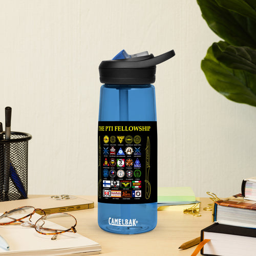 PTI Fellowship Flag & Logo: Sports water bottle.  25 oz (739 ml). 6 bottle colors, plus clear.