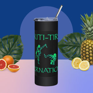 PTI 20oz Stainless Steel Tumbler, Green Ink Fighters on Black