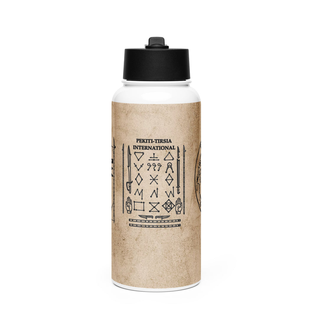 PTI LOGO, WEAPONS MAN & CHART: Stainless steel water bottle with a straw lid