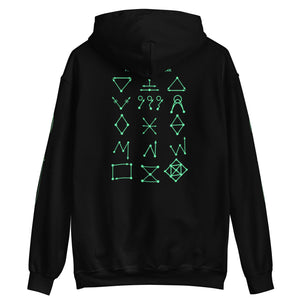 PTI "The Works" Fighters, Footwork & Swords pullover hoodie with green ink.