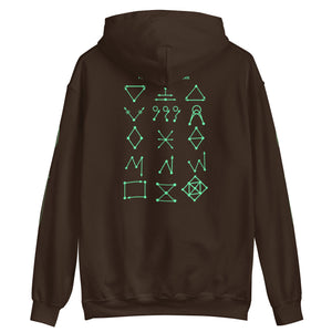 PTI "The Works" Fighters, Footwork & Swords pullover hoodie with green ink.