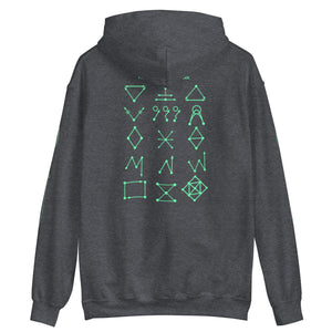 PTI "The Works" Fighters, Footwork & Swords pullover hoodie with green ink.