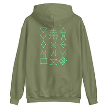 Load image into Gallery viewer, PTI &quot;The Works&quot; Fighters, Footwork &amp; Swords pullover hoodie with green ink.