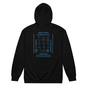 PTI WEAPONS MAN & CHART:  Heavy Blend Zip Hoodie. Blue Ink.