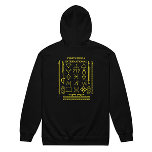 PTI WEAPONS MAN & CHART: Heavy Blend Zip Hoodie. Yellow Ink.