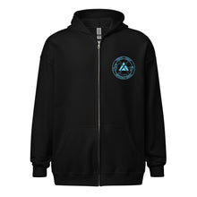 Load image into Gallery viewer, PTI Zip Hoodie, Logo front, Footwork Diagram back. Blue Ink on 3 Color Options.