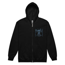 Load image into Gallery viewer, PTI WEAPONS MAN &amp; CHART:  Heavy Blend Zip Hoodie. Blue Ink.