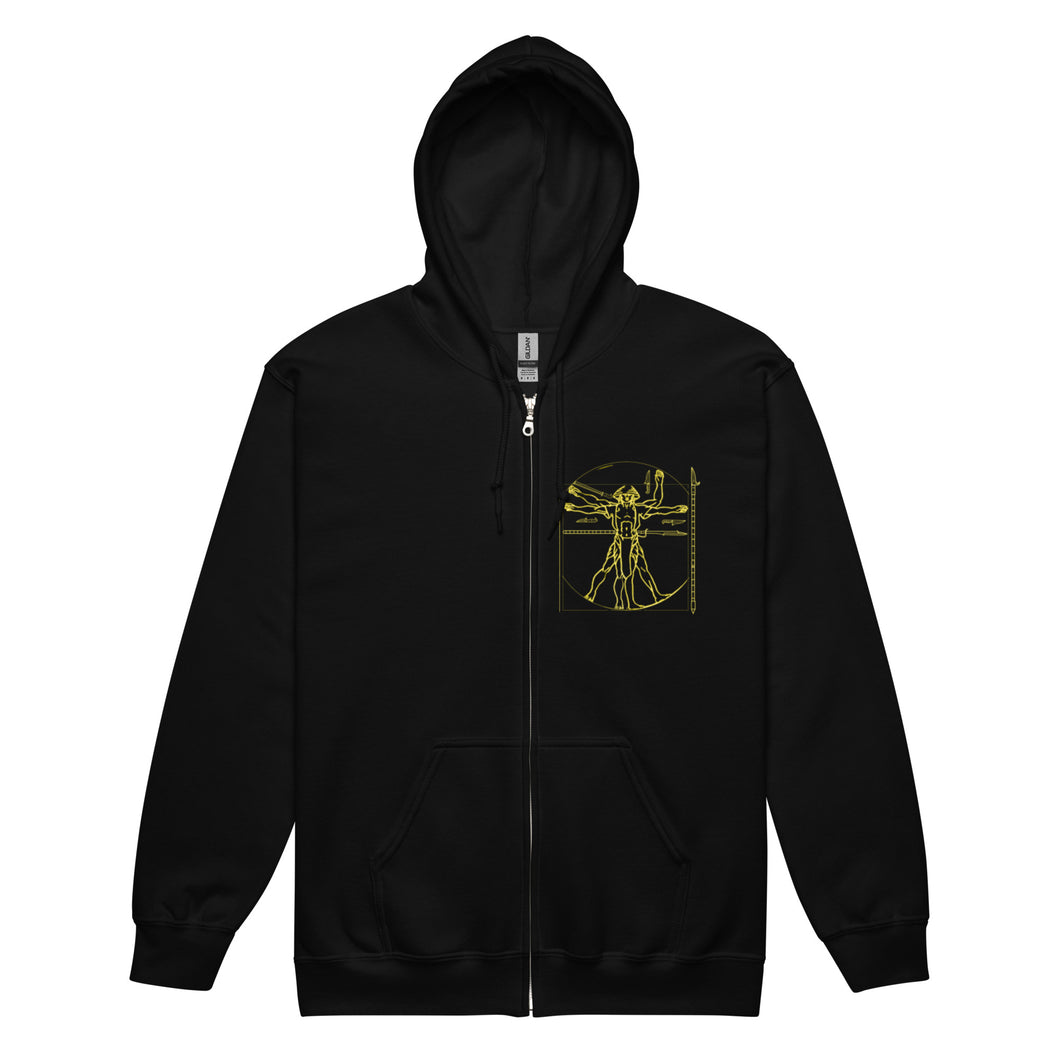 PTI WEAPONS MAN & CHART: Heavy Blend Zip Hoodie. Yellow Ink.