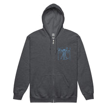 Load image into Gallery viewer, PTI WEAPONS MAN &amp; CHART:  Heavy Blend Zip Hoodie. Blue Ink.