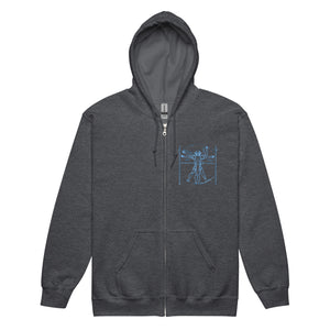 PTI WEAPONS MAN & CHART:  Heavy Blend Zip Hoodie. Blue Ink.