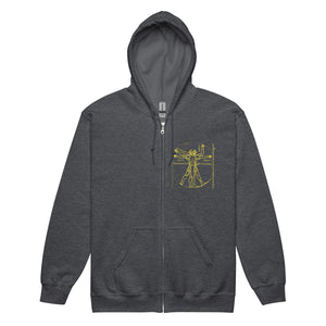 PTI WEAPONS MAN & CHART: Heavy Blend Zip Hoodie. Yellow Ink.