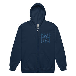 PTI WEAPONS MAN & CHART:  Heavy Blend Zip Hoodie. Blue Ink.