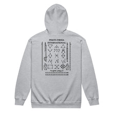 Load image into Gallery viewer, PTI WEAPONS MAN &amp; CHART: Heavy Blend Zip Hoodie. Black Ink.