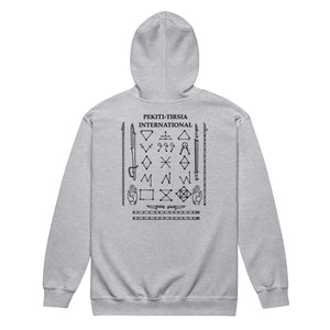 PTI WEAPONS MAN & CHART: Heavy Blend Zip Hoodie. Black Ink.