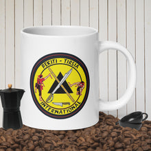 Load image into Gallery viewer, PTI 20oz mug, 3 Color Logo LT side, Black &amp; Yellow Logo RT