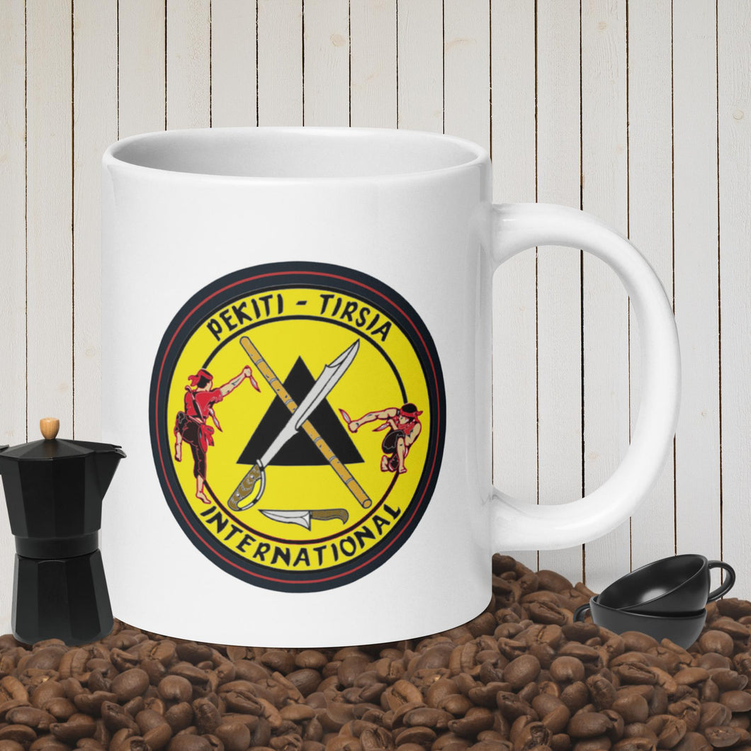 PTI 20oz mug, 3 Color Logo LT side, Black & Yellow Logo RT