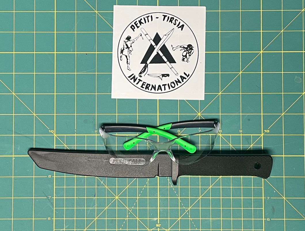 HAND VS KNIFE PRACTICE KIT w/ video, Rubber Tanto Trainer & Safety Glasses