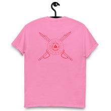 Load image into Gallery viewer, PTI T-Shirt, 6 Color Options. Red Ink front, Swords &amp; Footwork Shield back