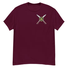 Load image into Gallery viewer, PTI T-shirt. 6 Color Options. Small Full Color Swords Logo front, Fighters &amp; Footwork back