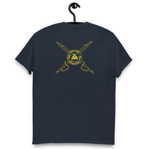 PTI T-Shirt. 7 Color Options. Yellow Logo front, Swords & Footwork Shield back.