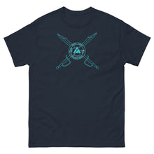 Load image into Gallery viewer, PTI T-Shirt. 4 Color Options Blue Ink. Swords &amp; Logo front, Footwork Shield back.