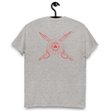 Load image into Gallery viewer, PTI T-Shirt, 6 Color Options. Red Ink front, Swords &amp; Footwork Shield back.