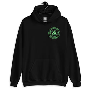 PTI HOODIE, 4 COLOR OPTIONS: Green Ink. Classic PTI Logo front, Footwork diagram back