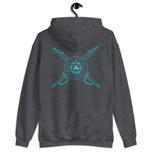 Load image into Gallery viewer, PTI Hoodie: 5 Color Options , Blue Ink with Logo front, Crossed Swords &amp; Footwork Shield back