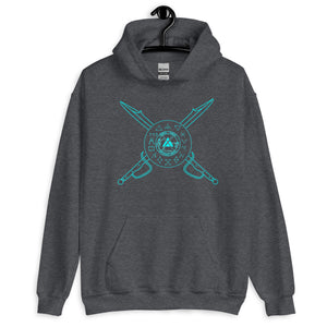 PTI Hoodie: 5 Color Options, Blue Ink with Crossed Swords & Footwork Shield front, blank back
