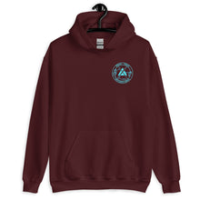 Load image into Gallery viewer, PTI Hoodie: 5 Color Options , Blue Ink with Logo front, Crossed Swords &amp; Footwork Shield back
