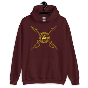 PTI Hoodie.  Swords & PTI Shield Logo front, blank back. 5 Color Options, Yellow Ink