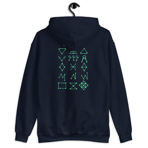 PTI HOODIE, 4 COLOR OPTIONS: Green Ink. Classic PTI Logo front, Footwork diagram back